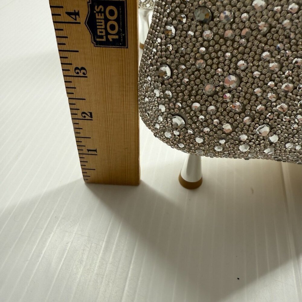 Abound Silver Rhinestone Ankle Boots 7M Sparkle Glitter Pointed Toe Party Heels - Picture 8 of 13